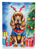 English Cocker Spaniel Christmas Reindeer House Flag-0