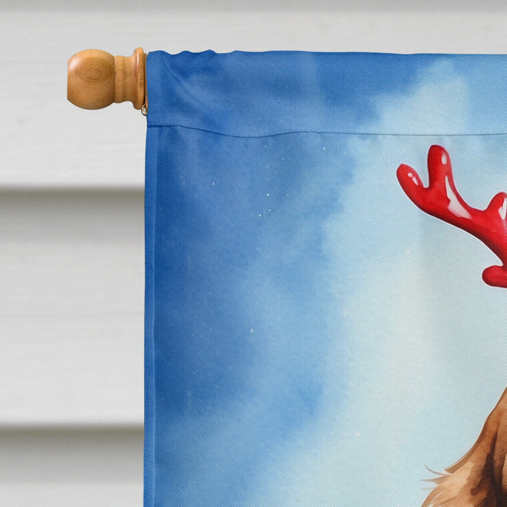 English Cocker Spaniel Christmas Reindeer House Flag-2