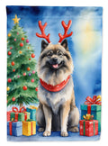 Keeshond Christmas Reindeer House Flag-0