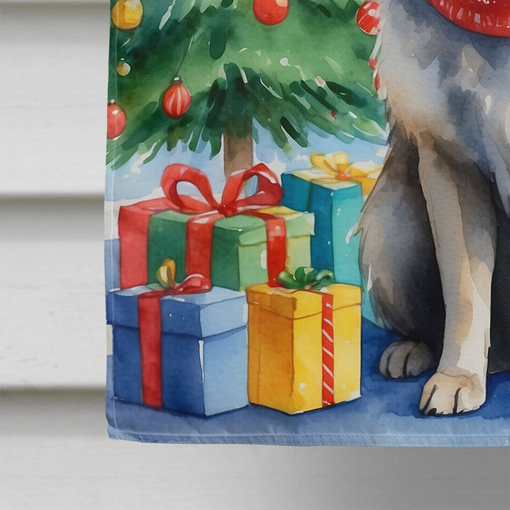 Keeshond Christmas Reindeer House Flag-3