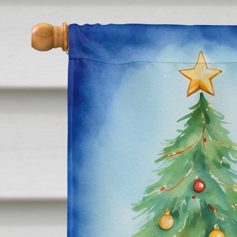 Chocolate Toy Poodle Christmas Reindeer House Flag-2