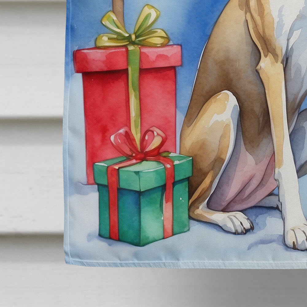 Whippet Christmas Reindeer House Flag-3