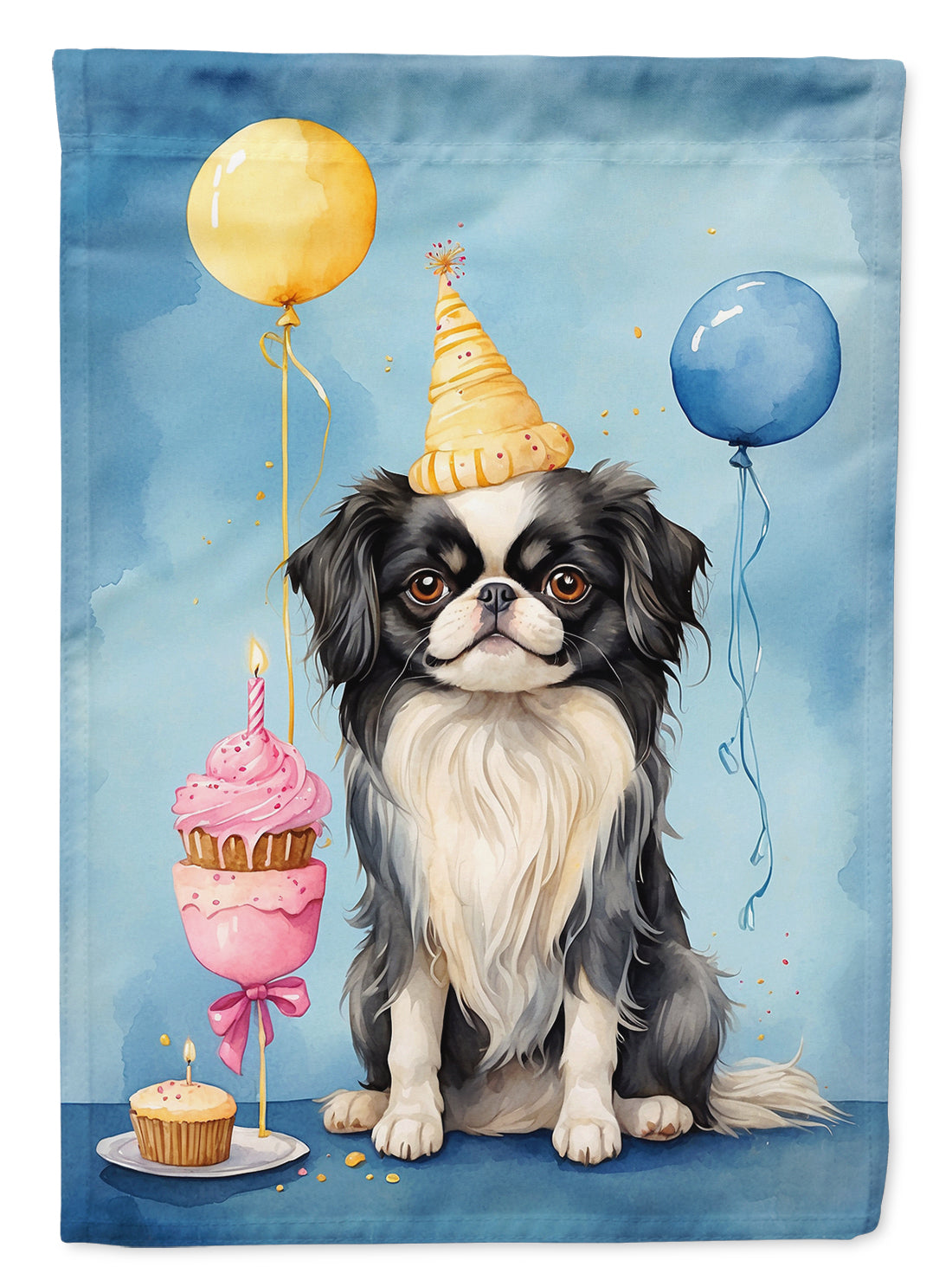 Japanese Chin Happy Birthday House Flag-0