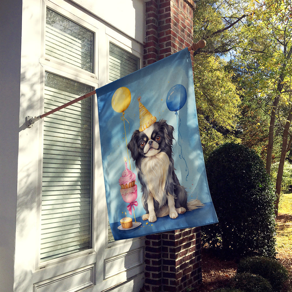Japanese Chin Happy Birthday House Flag-1
