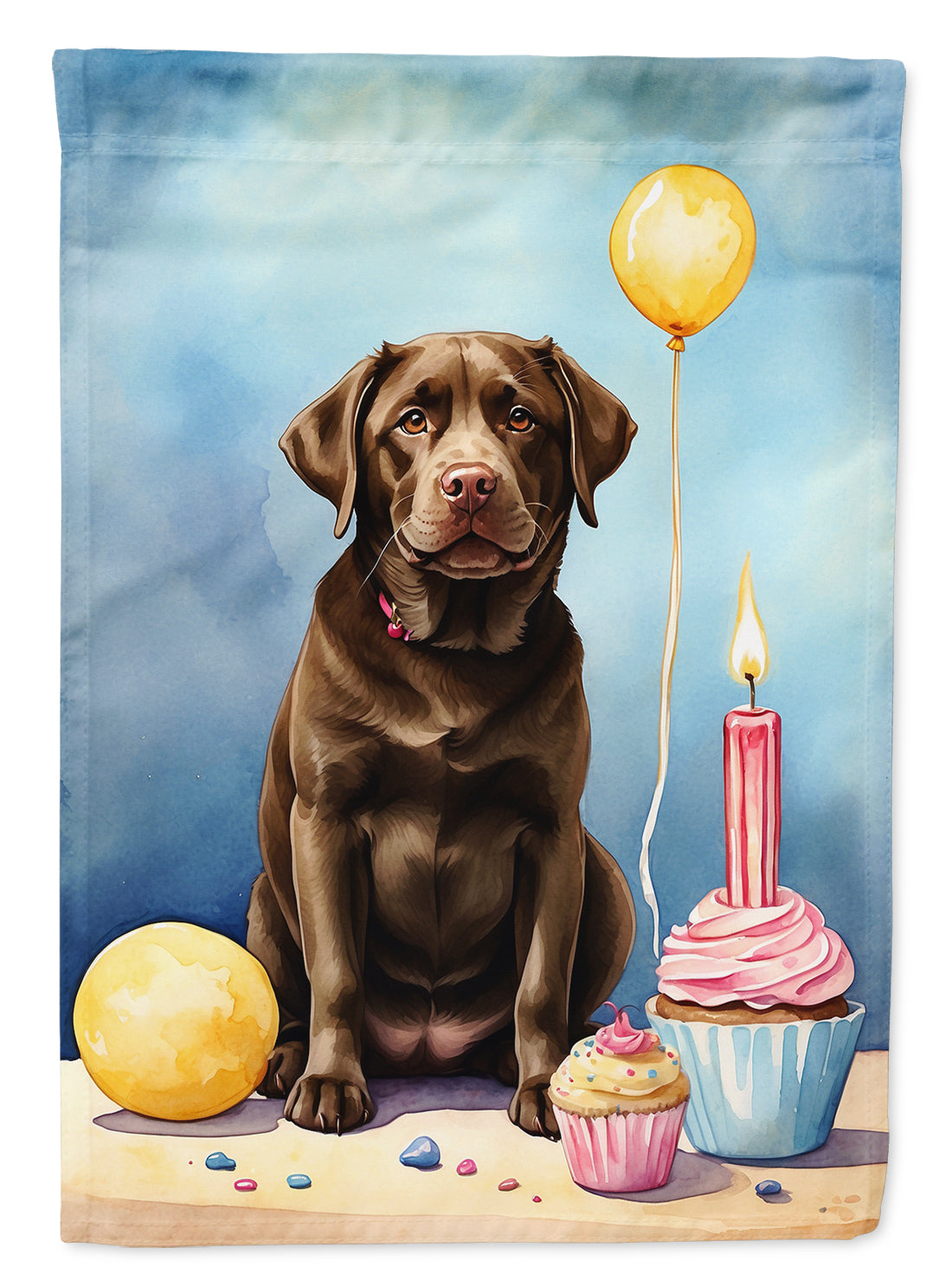Chocolate Labrador Retriever Happy Birthday House Flag-0