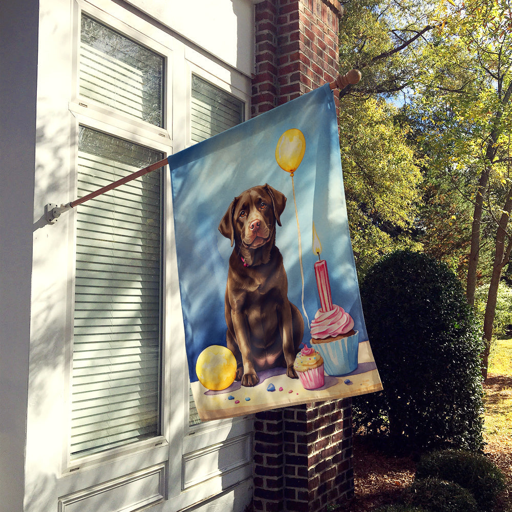 Chocolate Labrador Retriever Happy Birthday House Flag-1