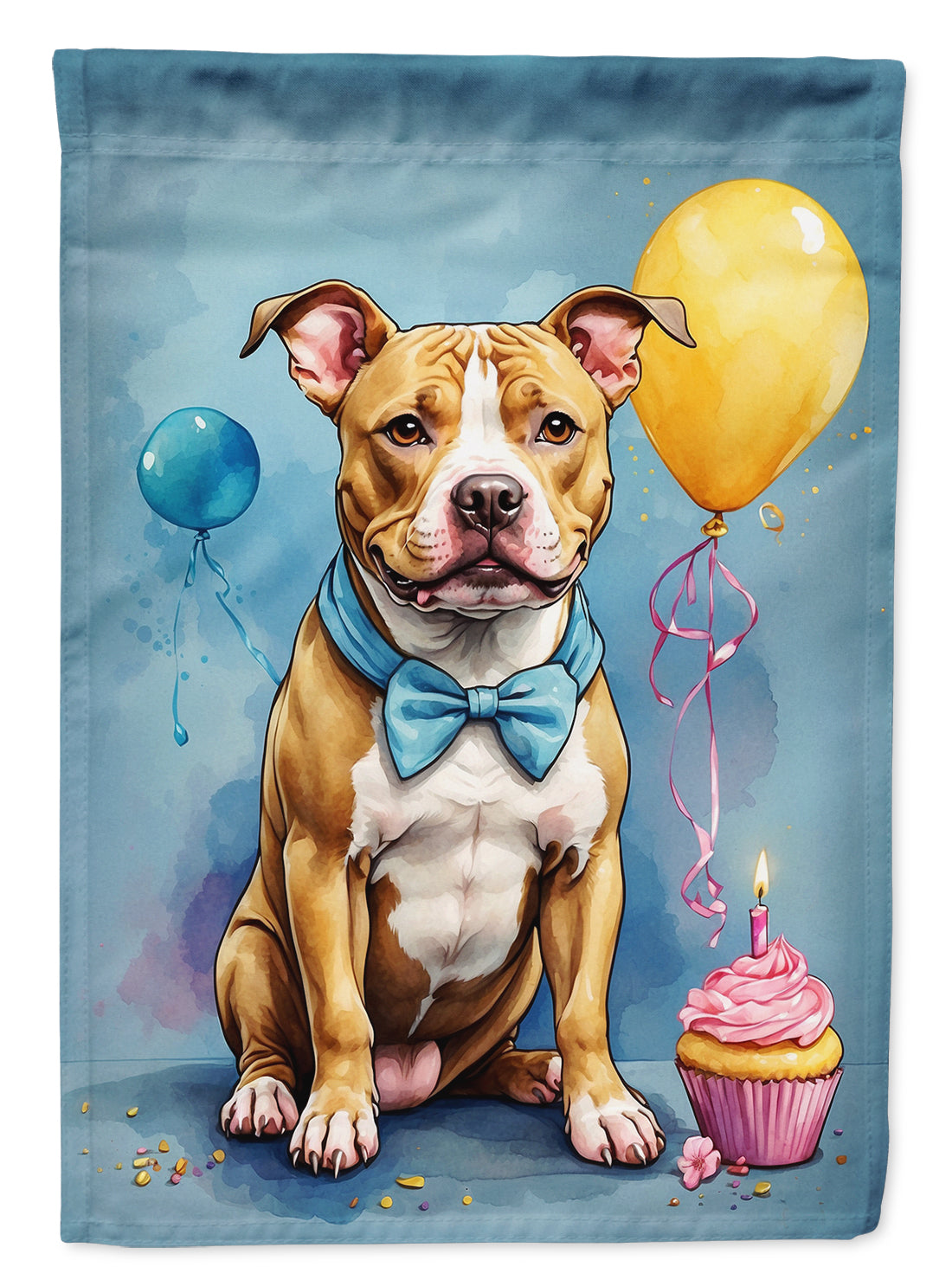 Pit Bull Terrier Happy Birthday House Flag-0