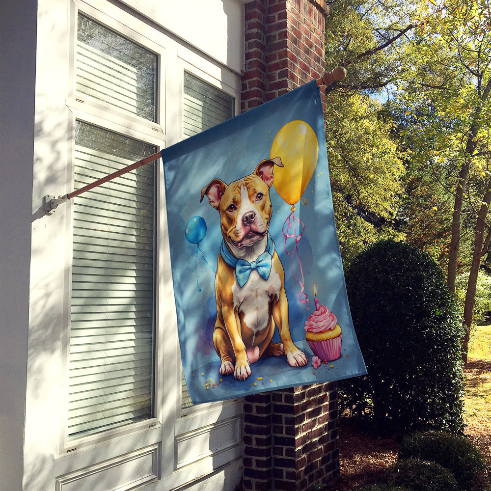 Pit Bull Terrier Happy Birthday House Flag-1