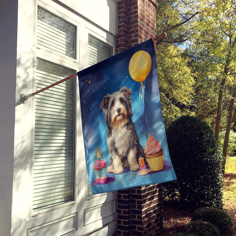 Bearded Collie Happy Birthday House Flag-1