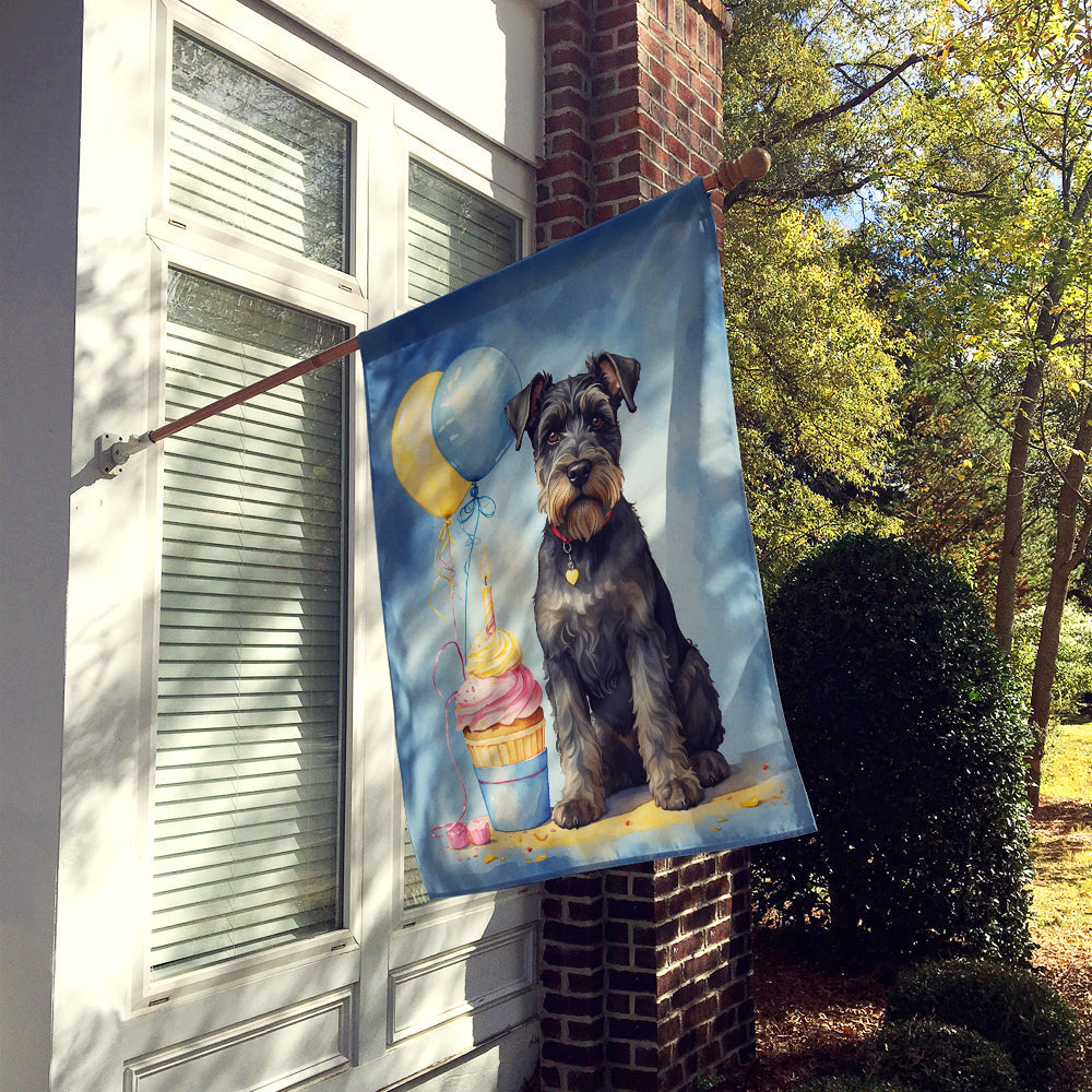 Schnauzer Happy Birthday House Flag-1