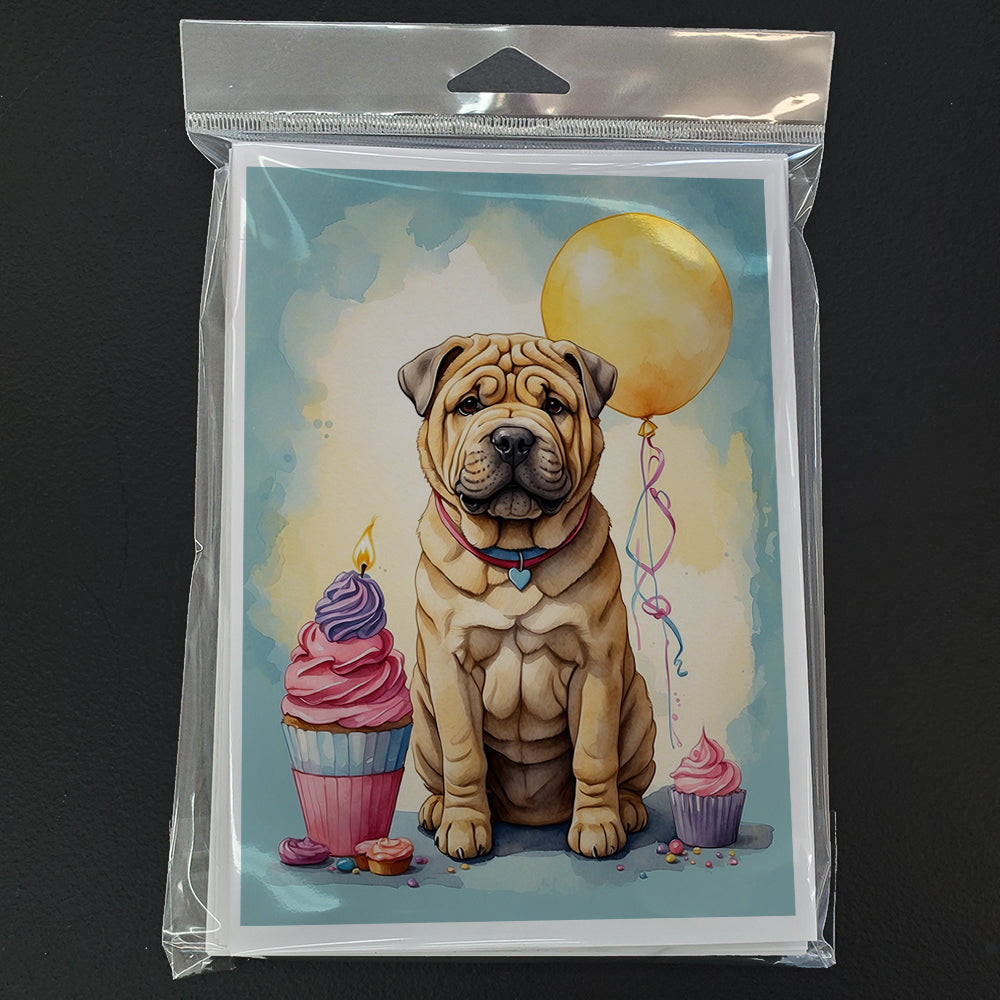 Shar Pei Happy Birthday Greeting Cards Pack of 8-2