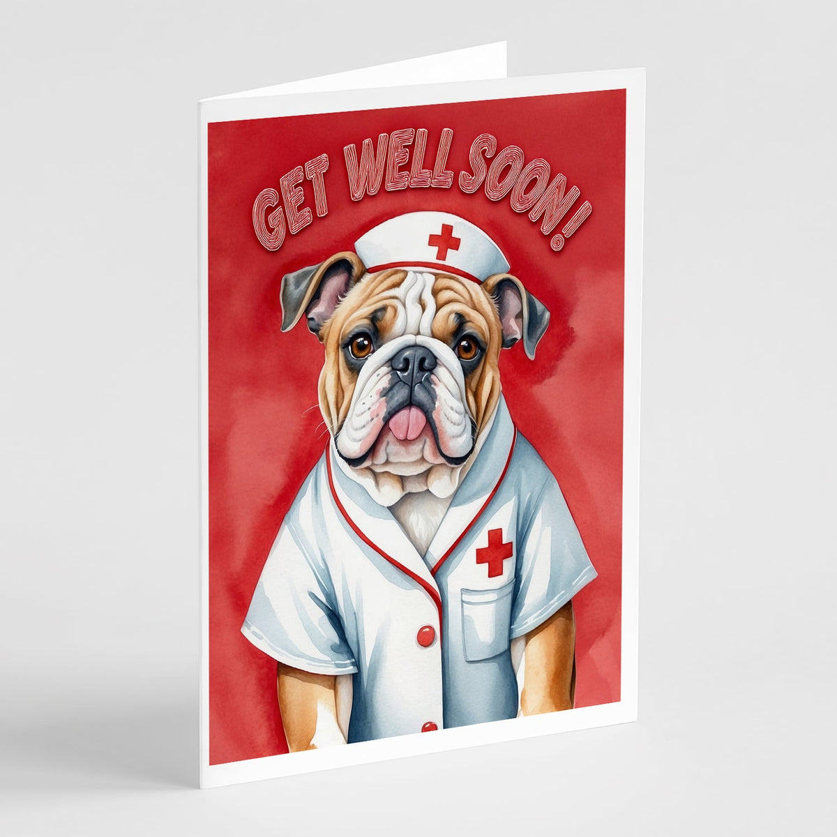 English Bulldog Get Well Soon Greeting Cards Pack of 8-0