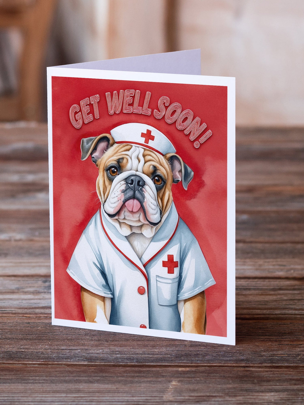 English Bulldog Get Well Soon Greeting Cards Pack of 8-1