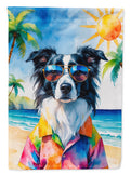 Border Collie Summer Beach Time House Flag-0