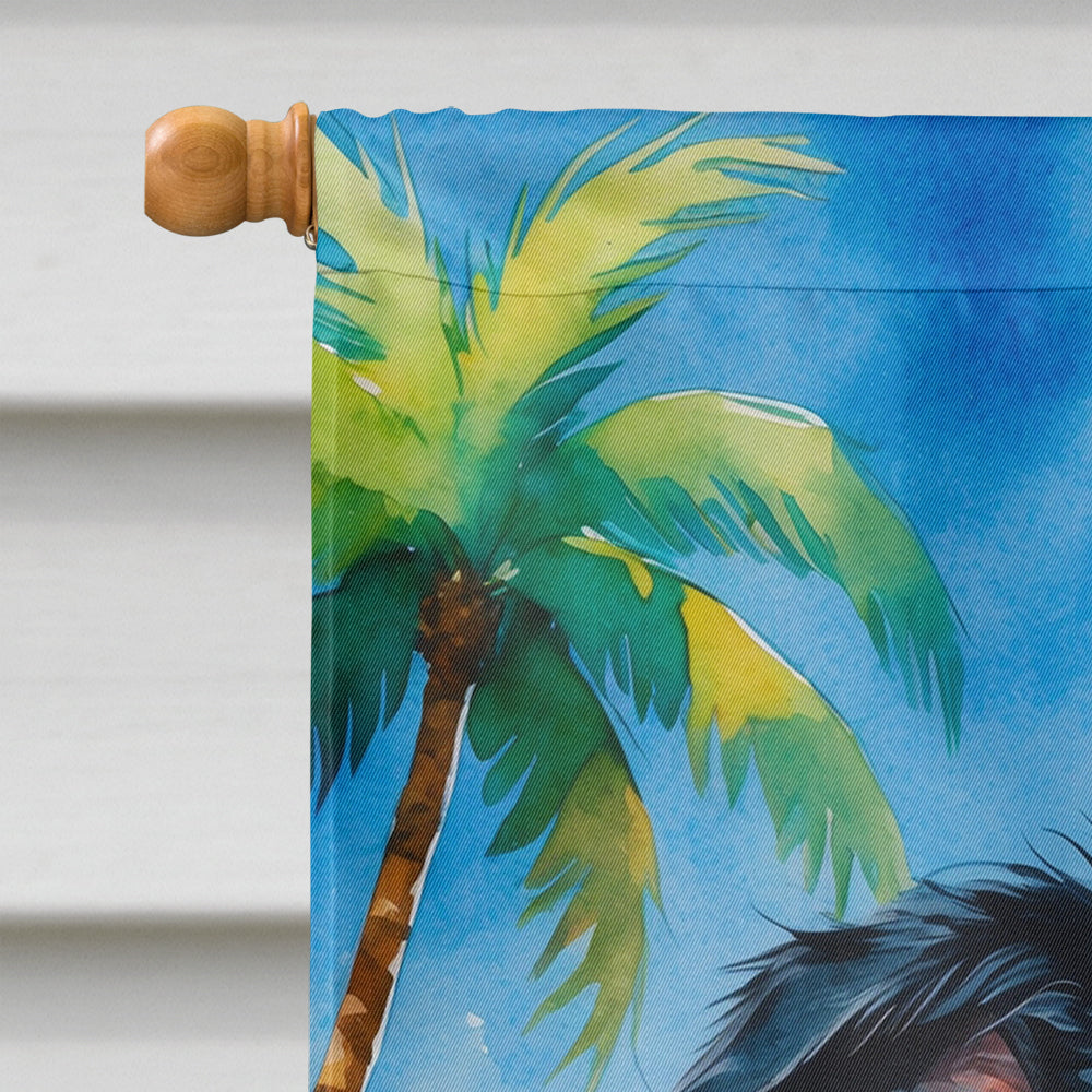 Border Collie Summer Beach Time House Flag-2