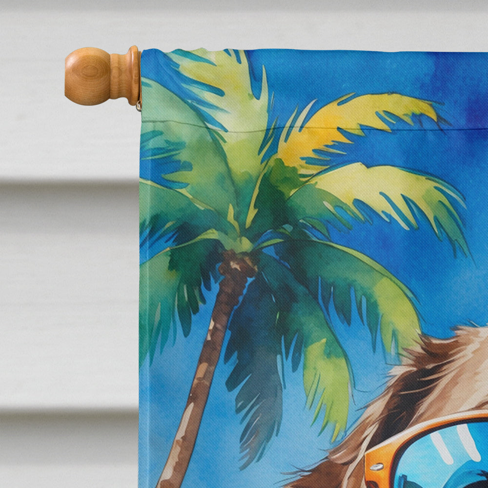 Chocolate Labrador Retriever Summer Beach Time House Flag-2