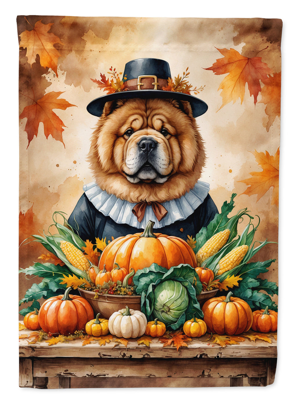 Chow Chow Thanksgiving House Flag-0
