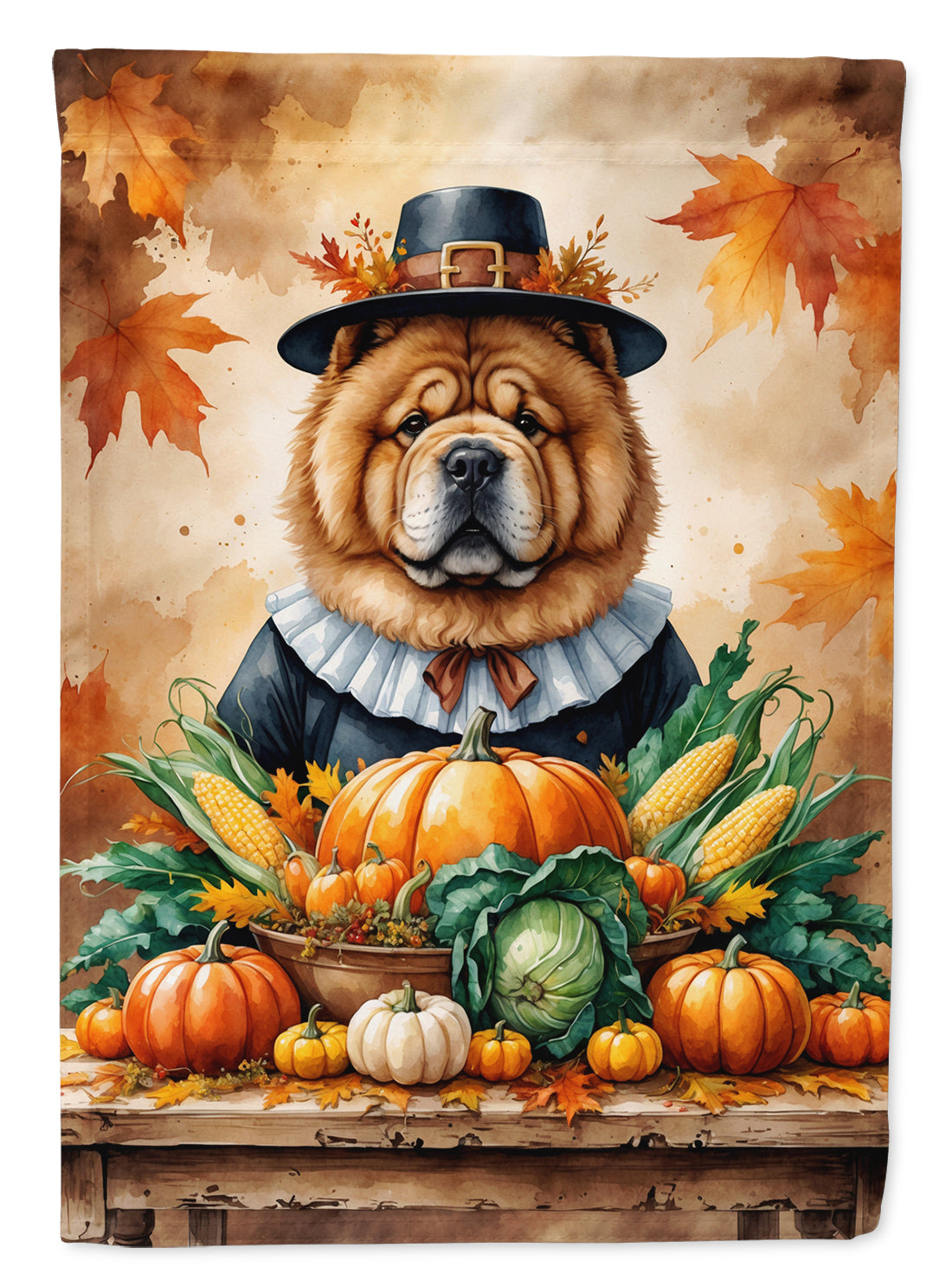 Chow Chow Thanksgiving House Flag-0