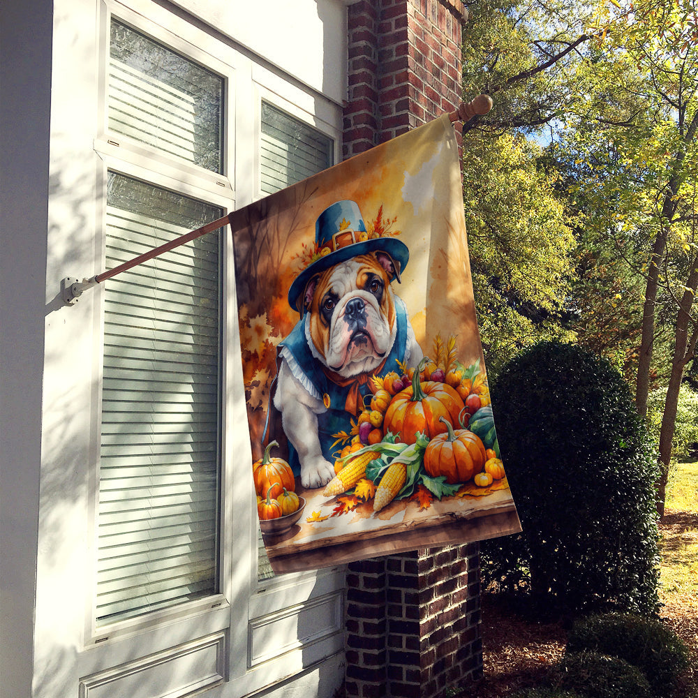 English Bulldog Thanksgiving House Flag-1