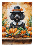Black Poodle Thanksgiving House Flag-0
