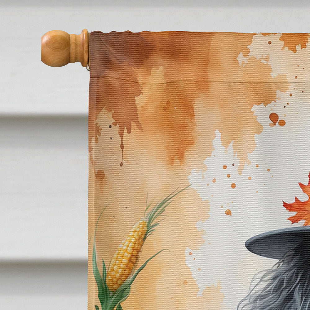 Black Poodle Thanksgiving House Flag-2
