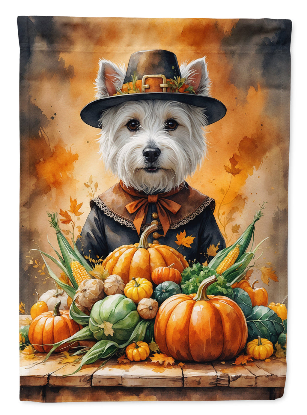 Westie Thanksgiving House Flag-0