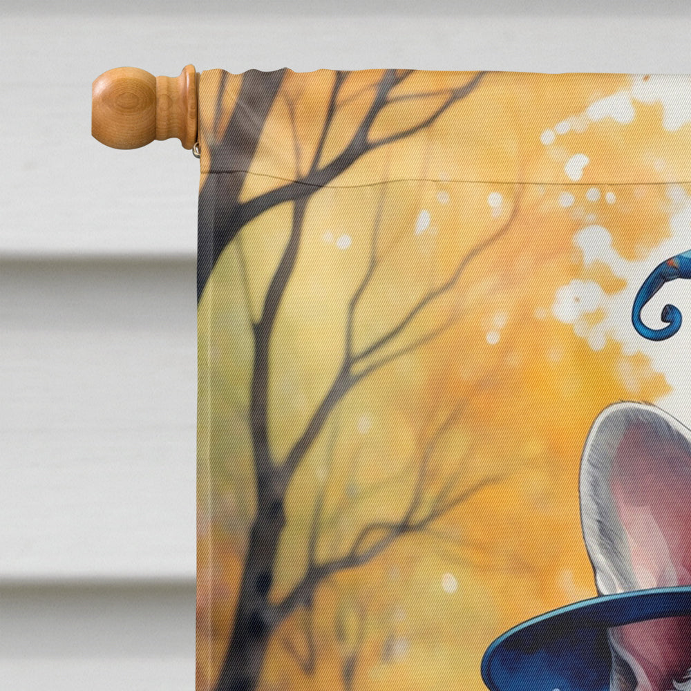 White French Bulldog Halloween Trick or Treat House Flag-2
