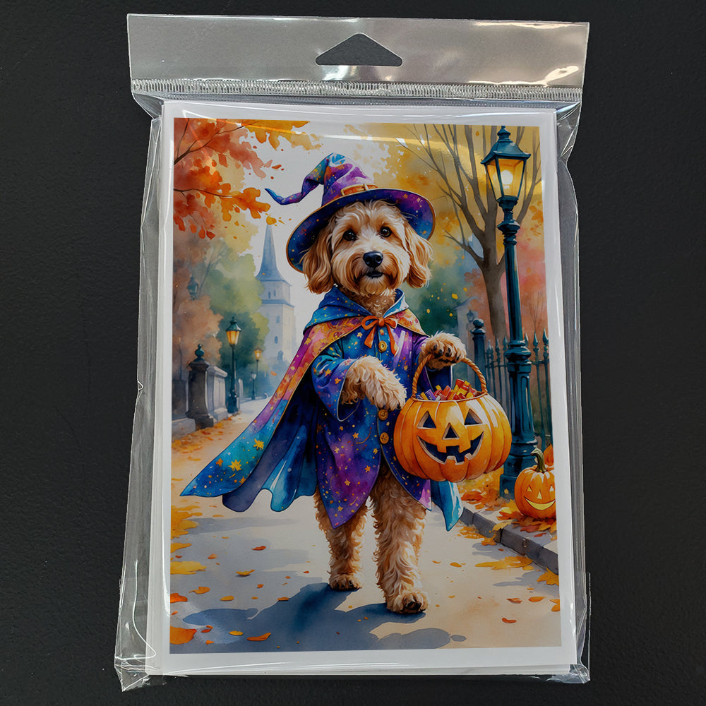 Goldendoodle Halloween Trick or Treat Greeting Cards Pack of 8-2