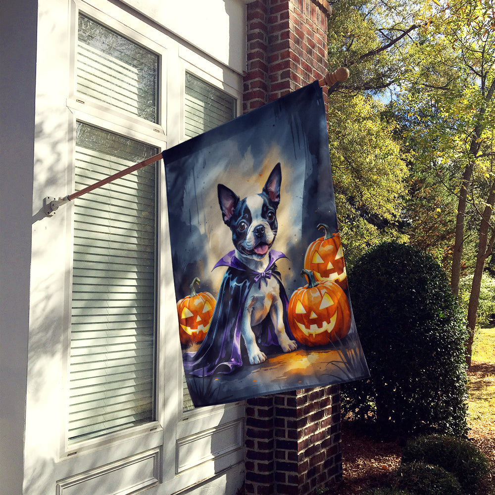 Boston Terrier Puppy Halloween House Flag-1