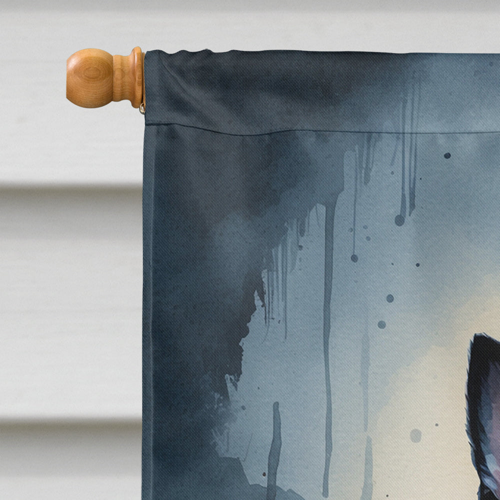 Boston Terrier Puppy Halloween House Flag-2