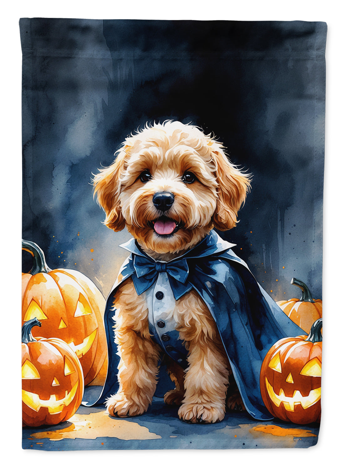 Goldendoodle Puppy Halloween House Flag-0
