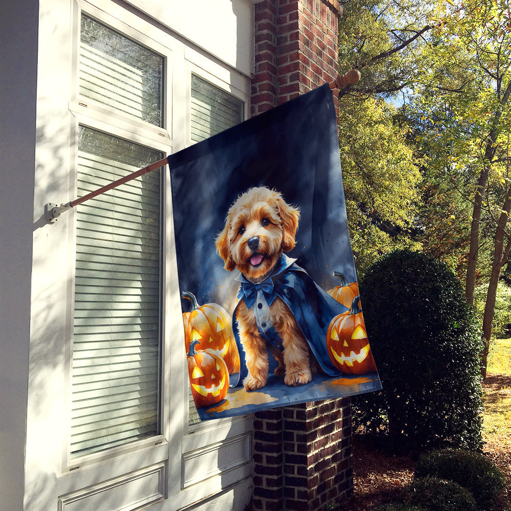 Goldendoodle Puppy Halloween House Flag-1