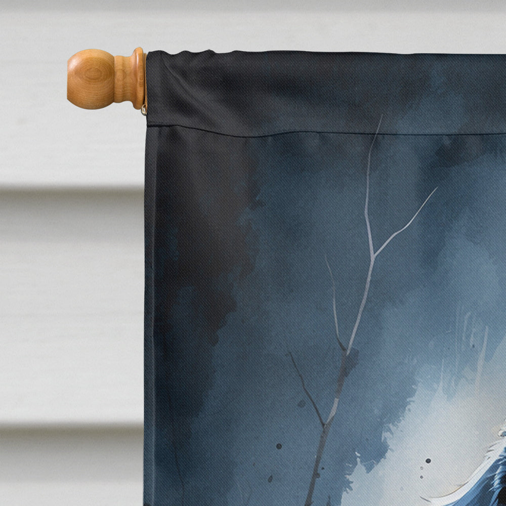 Black Newfoundland Puppy Halloween House Flag-2