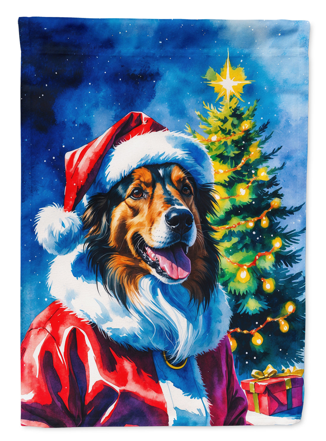 Collie Christmas House Flag-0