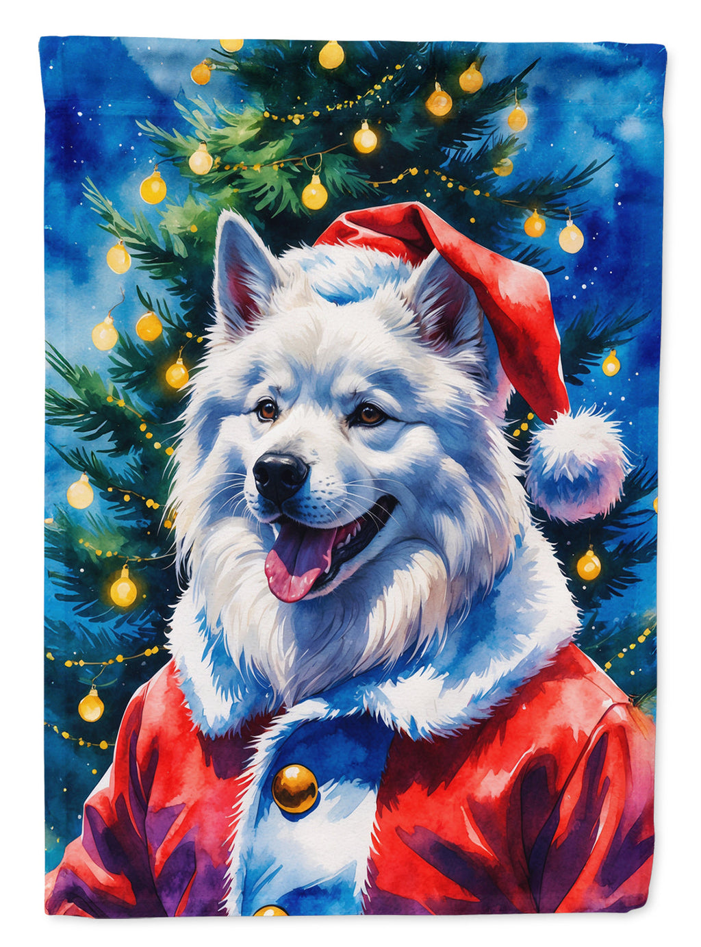 Samoyed Christmas House Flag-0