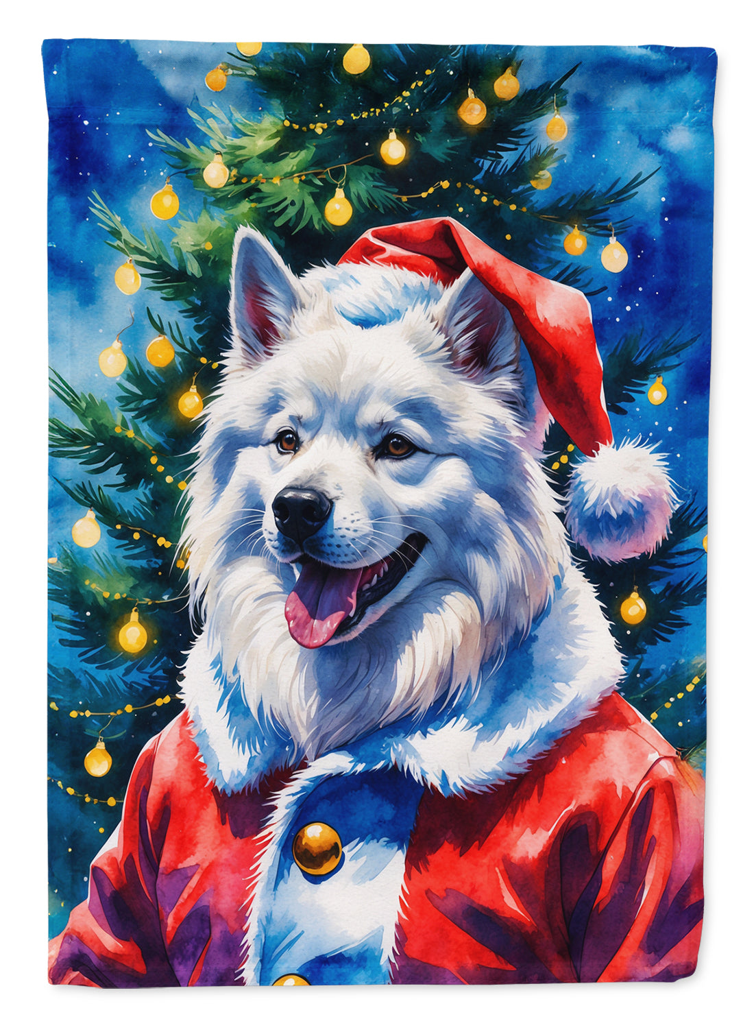 Samoyed Christmas House Flag-0
