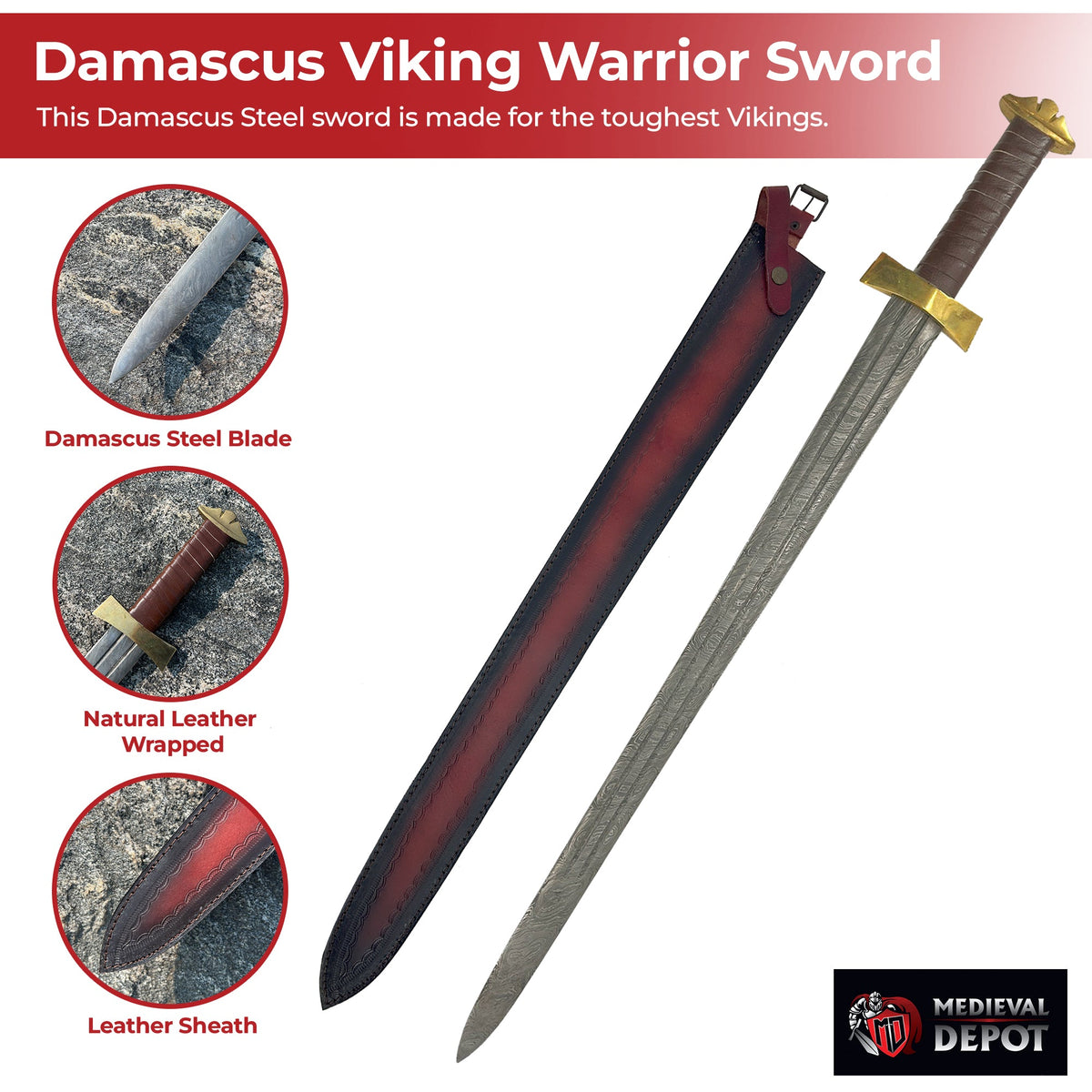 Damascus Viking Warrior Sword-2