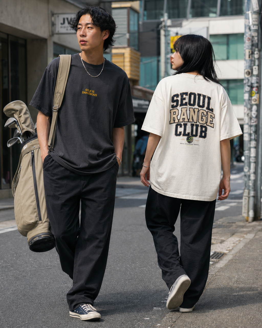 Golf Is Dangerous Embroidery - Oversized T-shirt-2