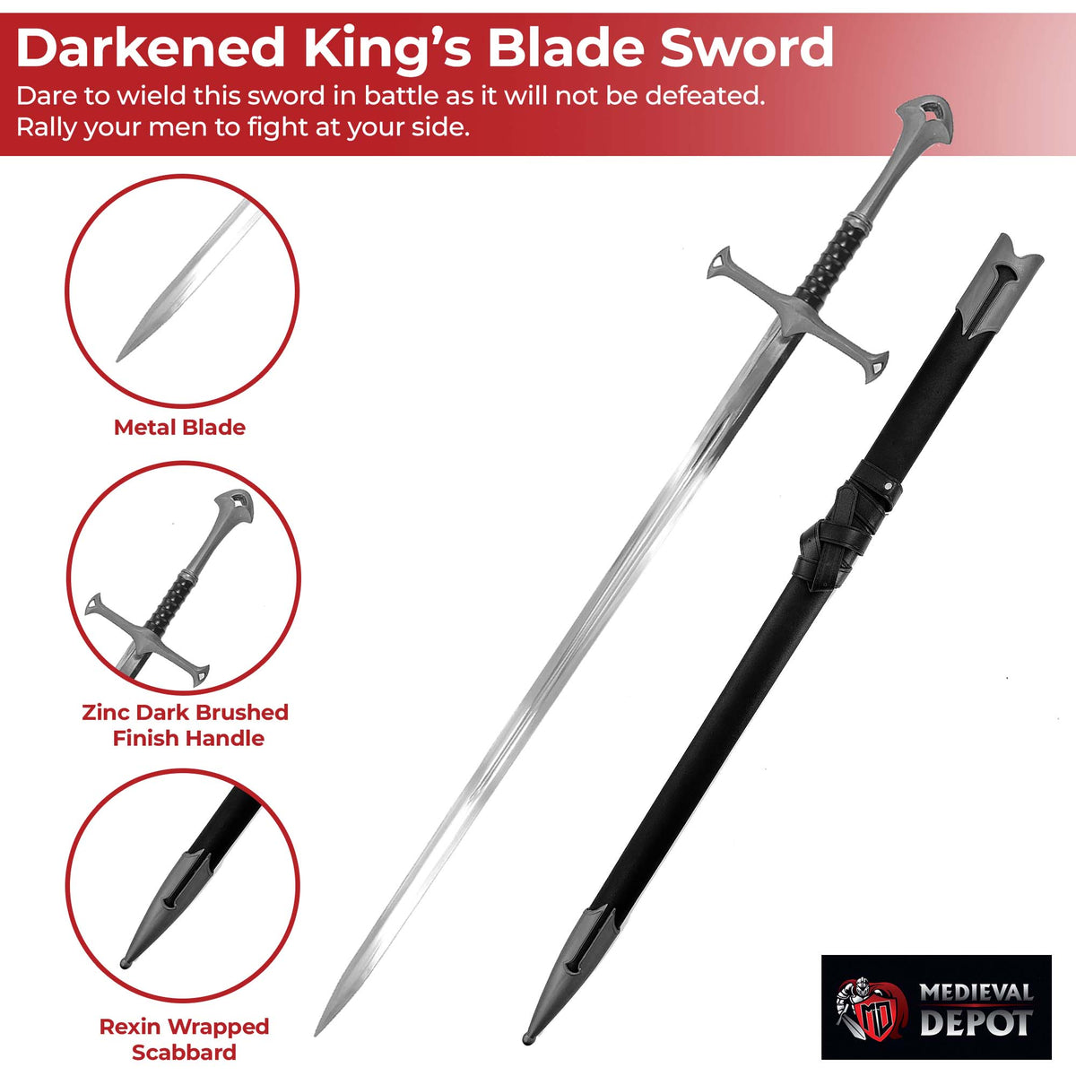 Darkened Medieval King’s Blade Sword-2