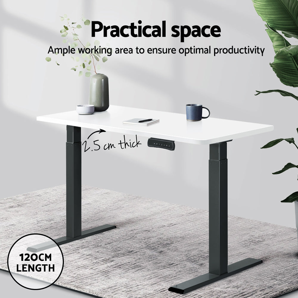 White standing desk top 120cm showing smooth rounded edges and matt anti-scratch surface finish — view 4