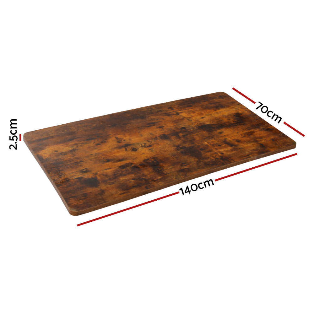 Rustic brown Artiss standing desk top with smooth rounded edges and anti-scratch wood grain finish — view 2