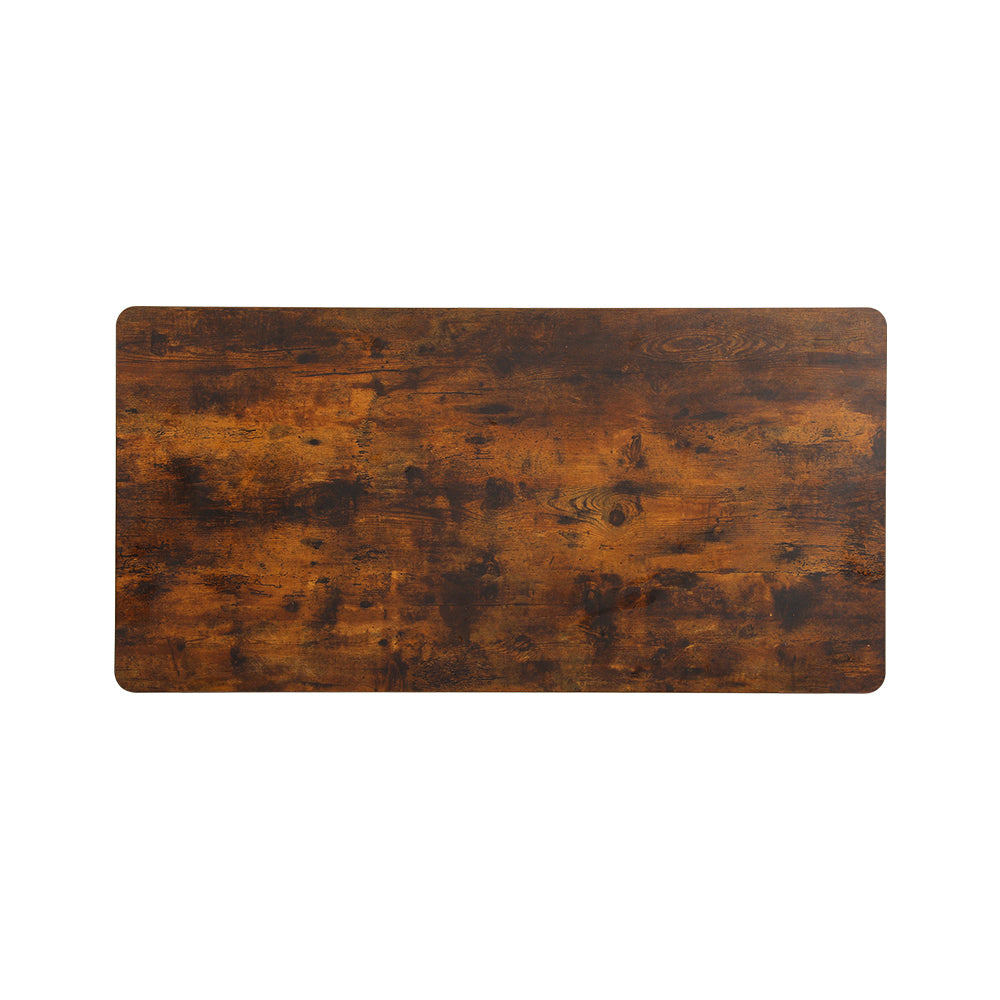 Rustic brown Artiss standing desk top with smooth rounded edges and anti-scratch wood grain finish — view 3