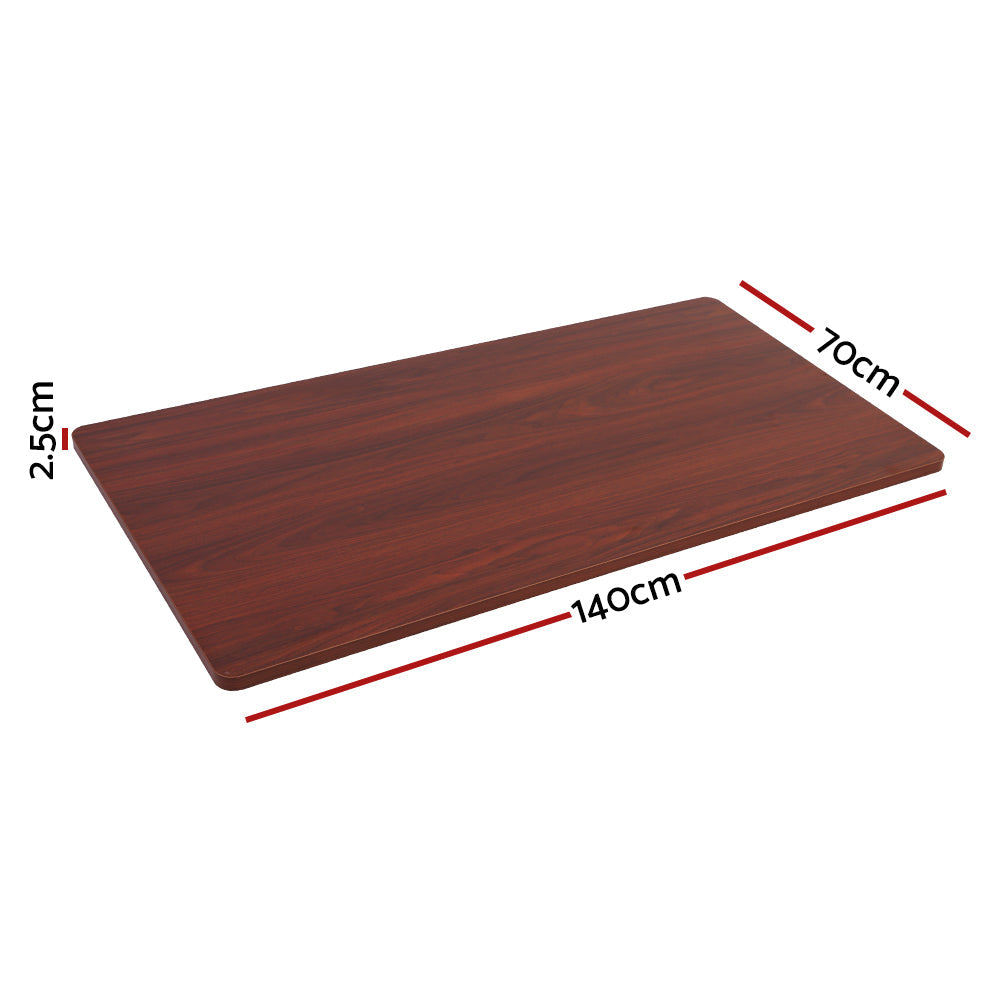 Artiss 140cm walnut standing desk top featuring smooth rounded edges and natural wood grain finish — view 2