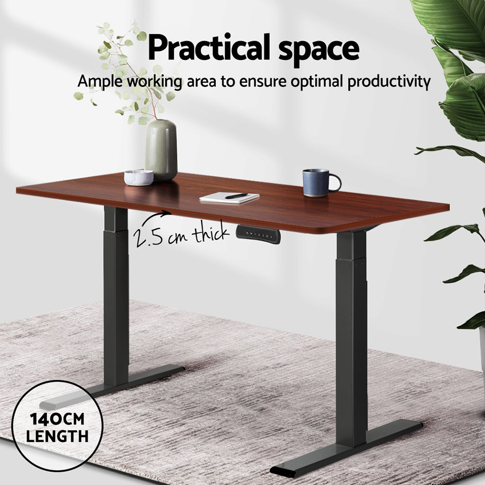 Artiss 140cm walnut standing desk top featuring smooth rounded edges and natural wood grain finish — view 4