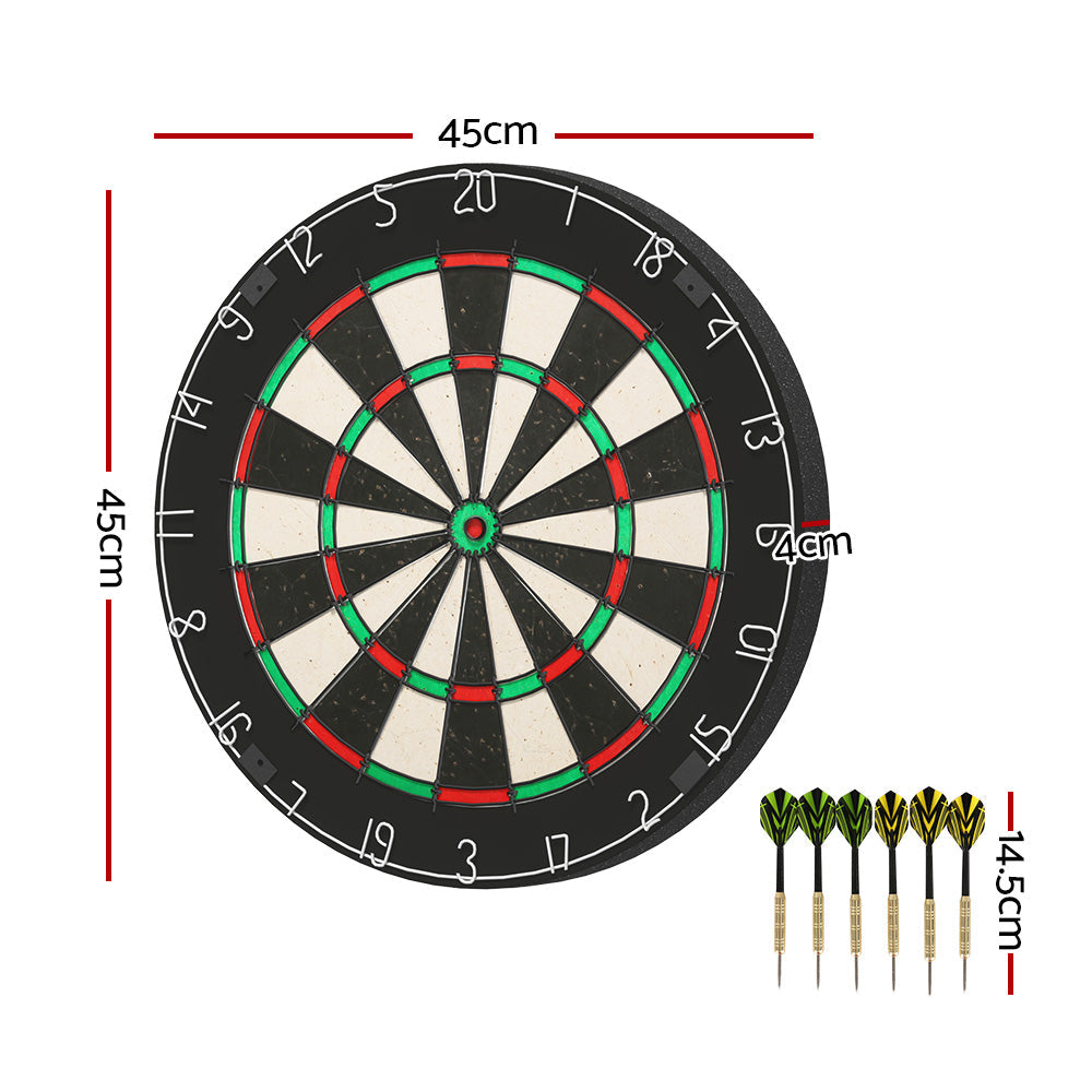 18-inch premium sisal dartboard set with rotating number ring and six steel tip darts — view 2