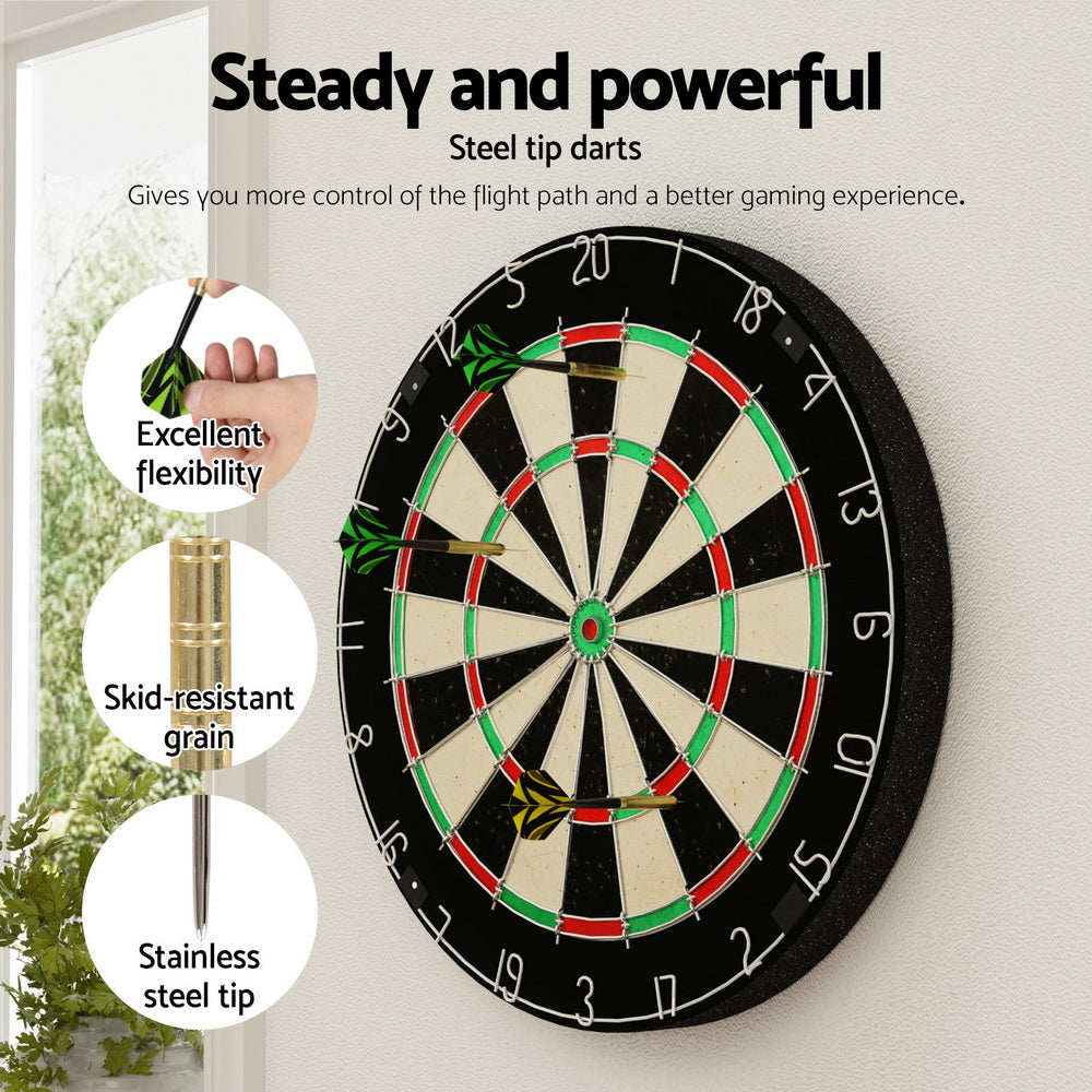 18-inch premium sisal dartboard set with rotating number ring and six steel tip darts — view 5