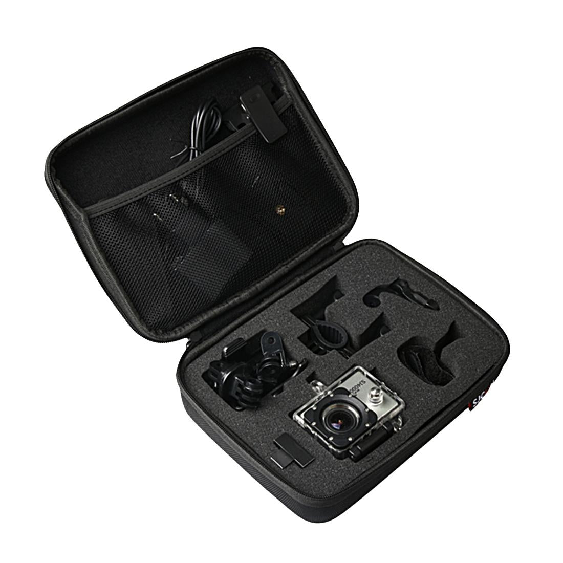 Portable shockproof action camera bag in black nylon for travel and accessories — view 3