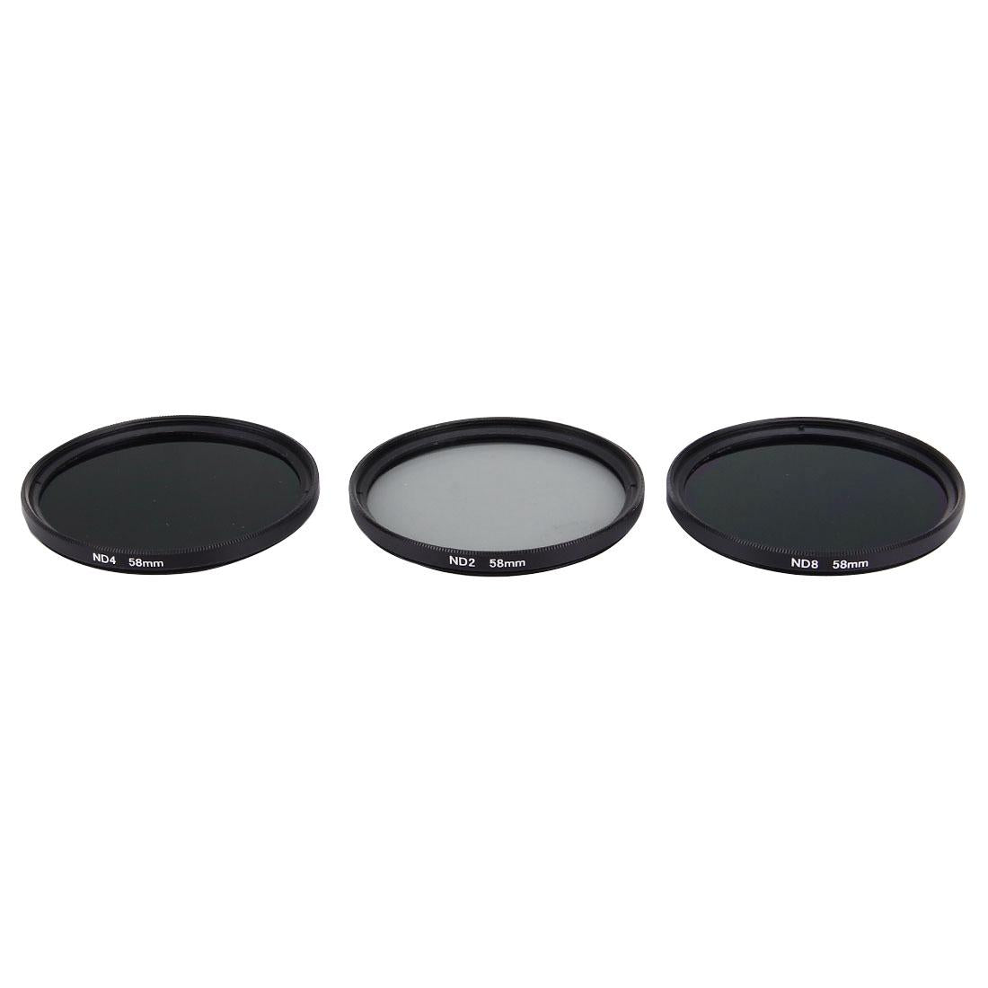 Black 58mm ND filter kit including ND2, ND4, and ND8 lenses for sports action cameras