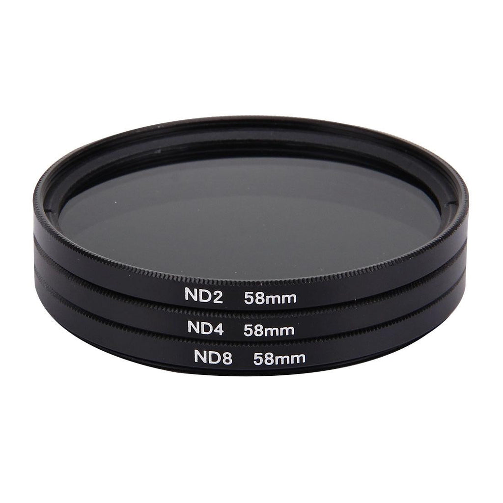 Black 58mm ND filter kit including ND2, ND4, and ND8 lenses for sports action cameras — view 2