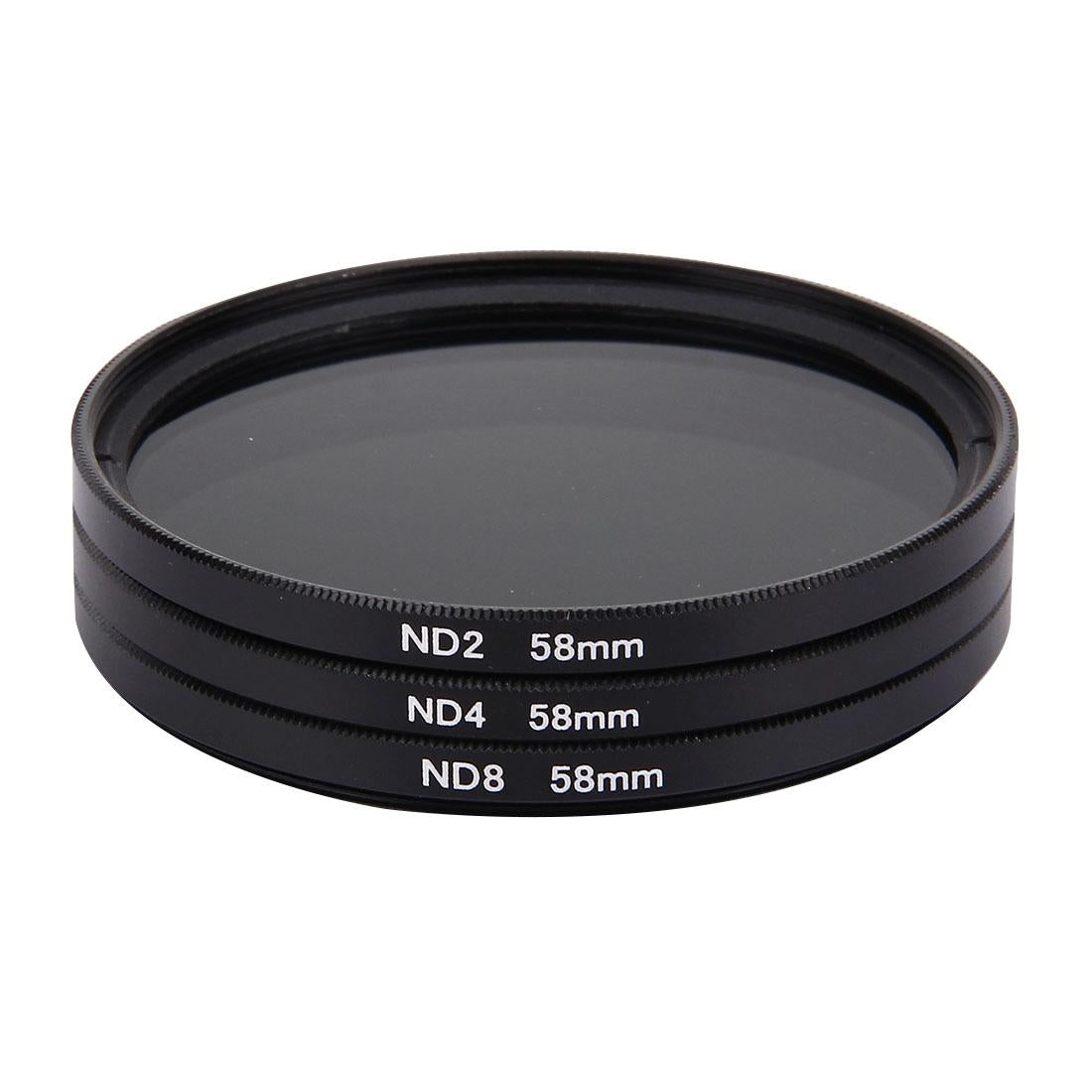 Black 58mm ND filter kit including ND2, ND4, and ND8 lenses for sports action cameras — view 2